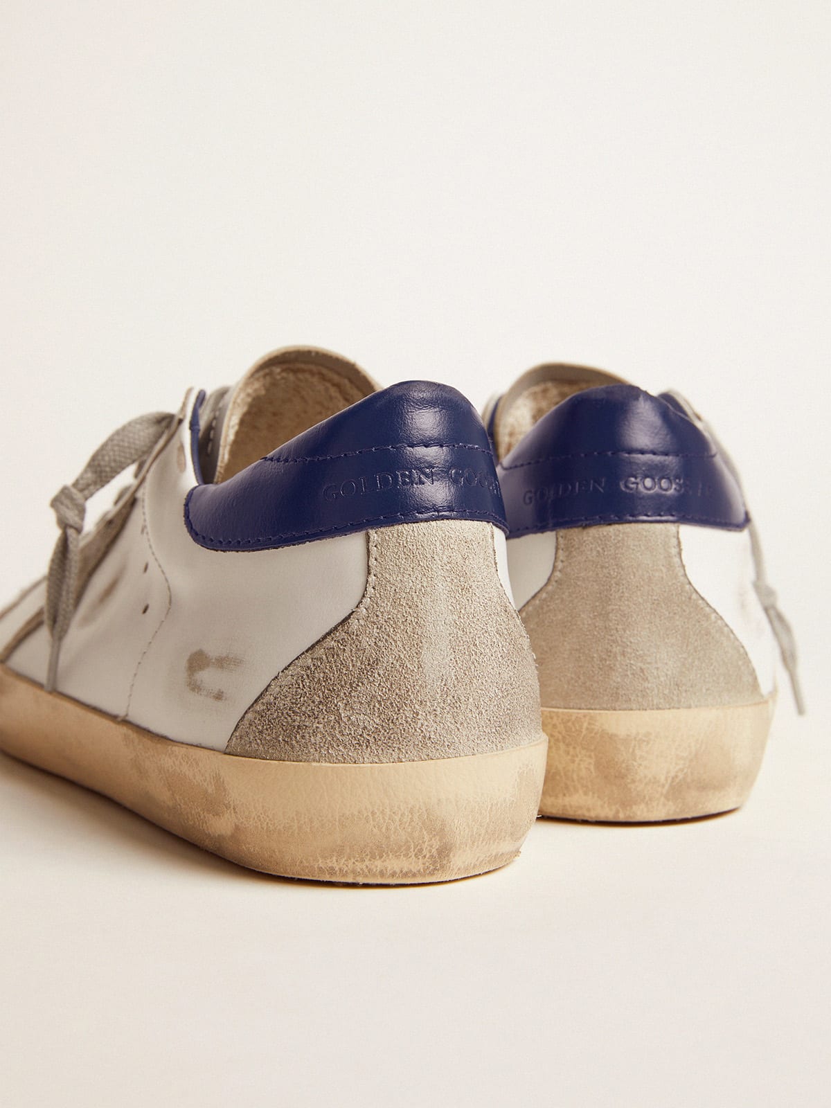 Superstar Leather Sneakers with Blue Tab heal