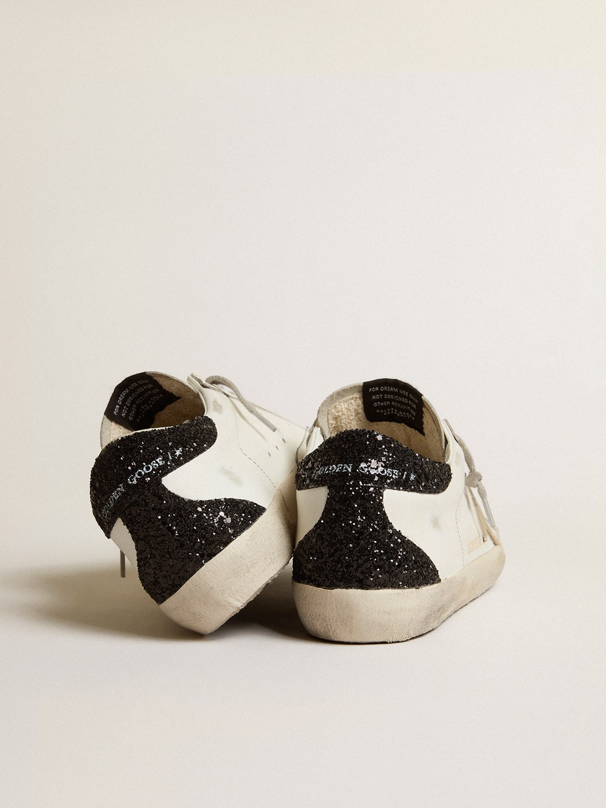 Superstar Sneakers With Gold Star And Glittery Black Heel Tab