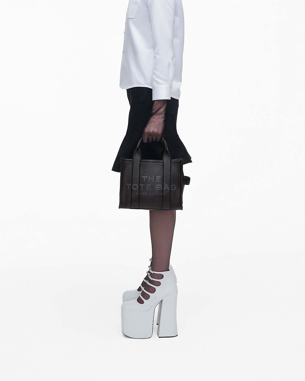 The Small Leather Tote (Balck) with Two Interchangeable Straps Multi Strap