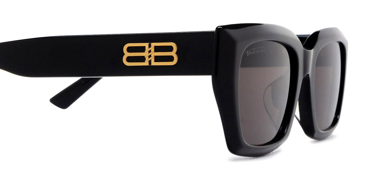 Unisex Shiny Solid Black Rectangular Sunglasses