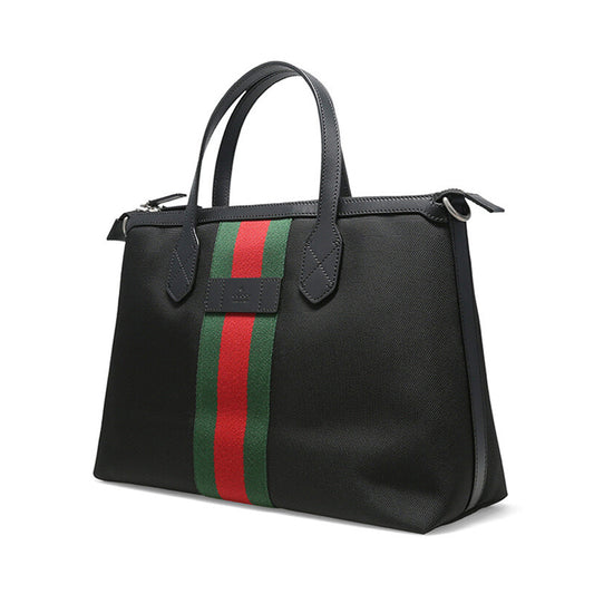Black Web Stripe Tote Shoulder
