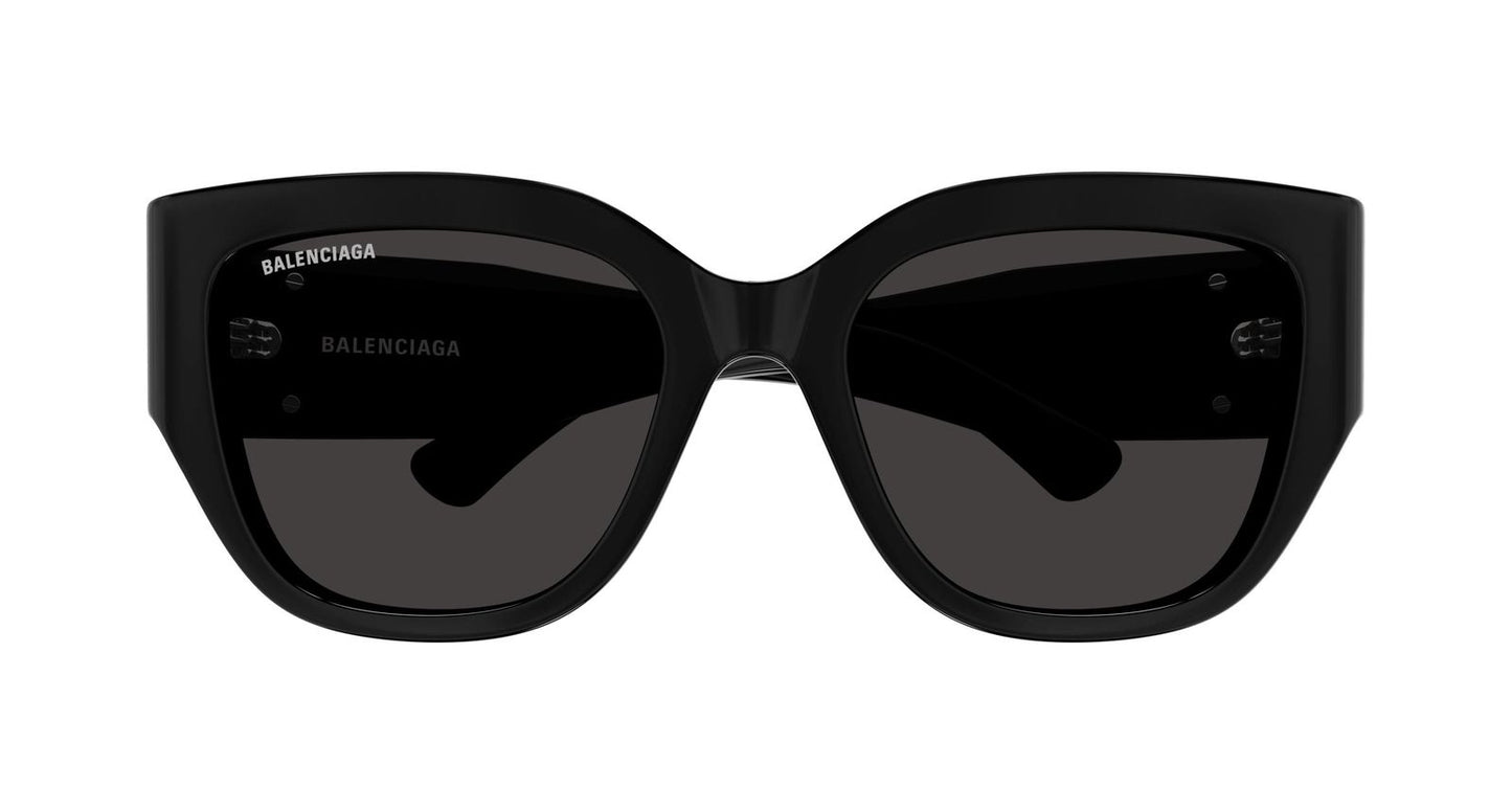 Women's Shiny Solid Black Rectangular Sunglasses