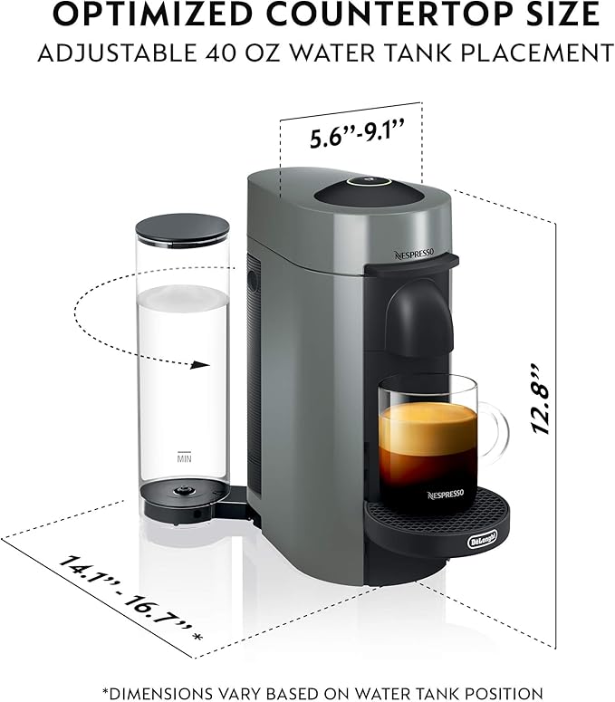 Nespresso Vertuo Plus Coffee and Espresso Machine by De'Longhi with Aeroccino