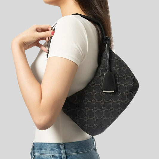 Horsebit Slim Small Denim Shoulder Bag
