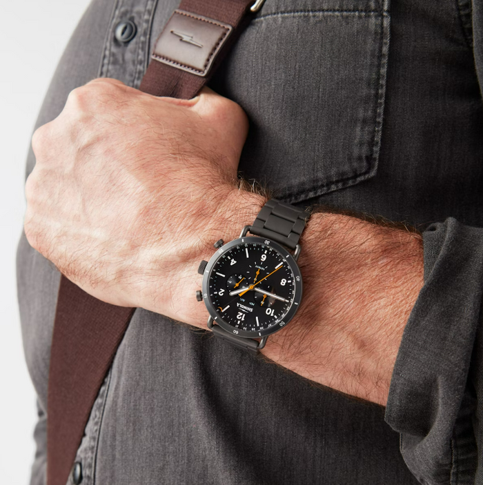 Mens' Canfield Sport Chronograph Gunmetal Stainless Steel Watch 45mm