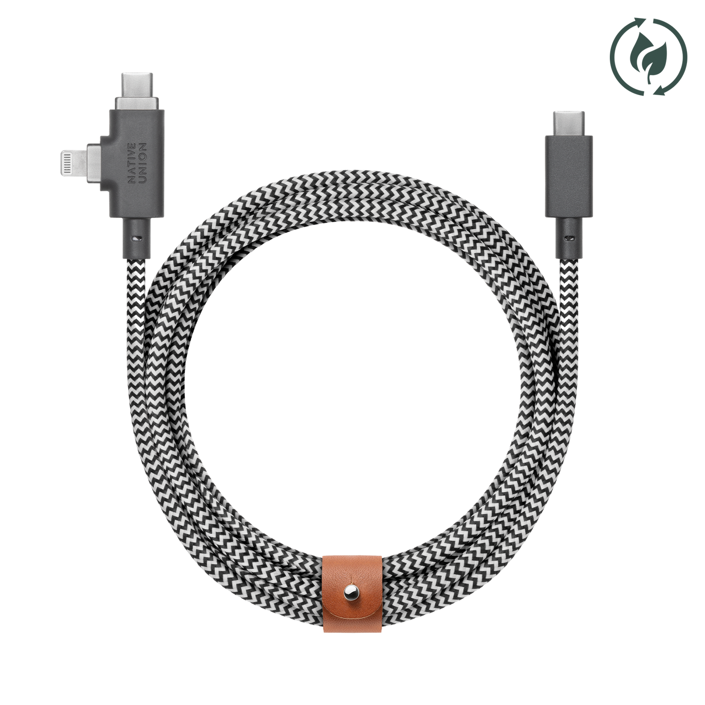 8ft Belt Cable Duo Pro USB-C to Lightning & USB-C