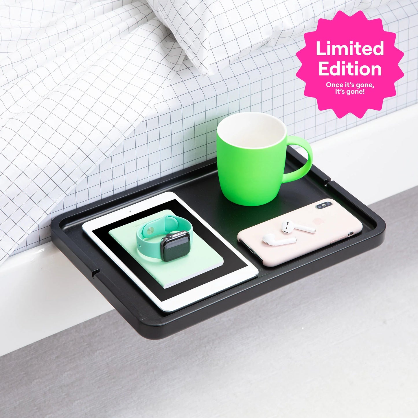 minimalist bedside shelf
