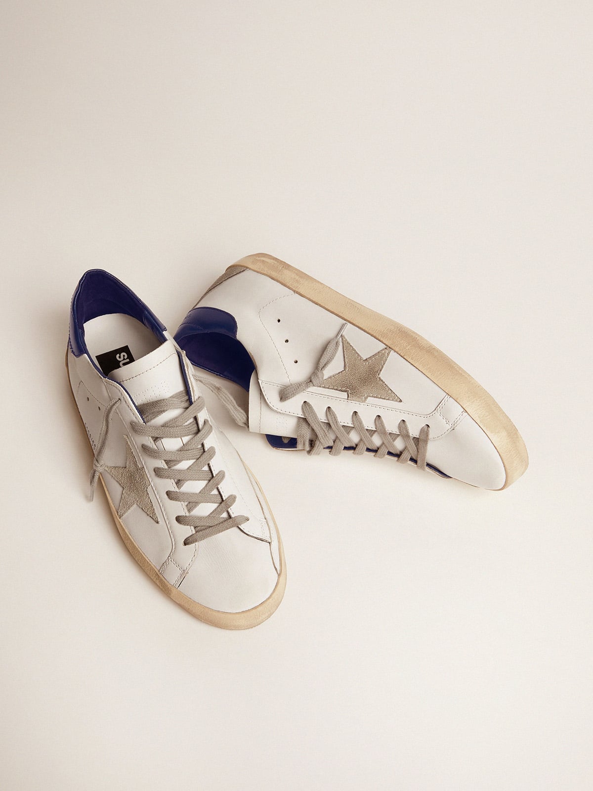 Superstar Leather Sneakers with Blue Tab heal