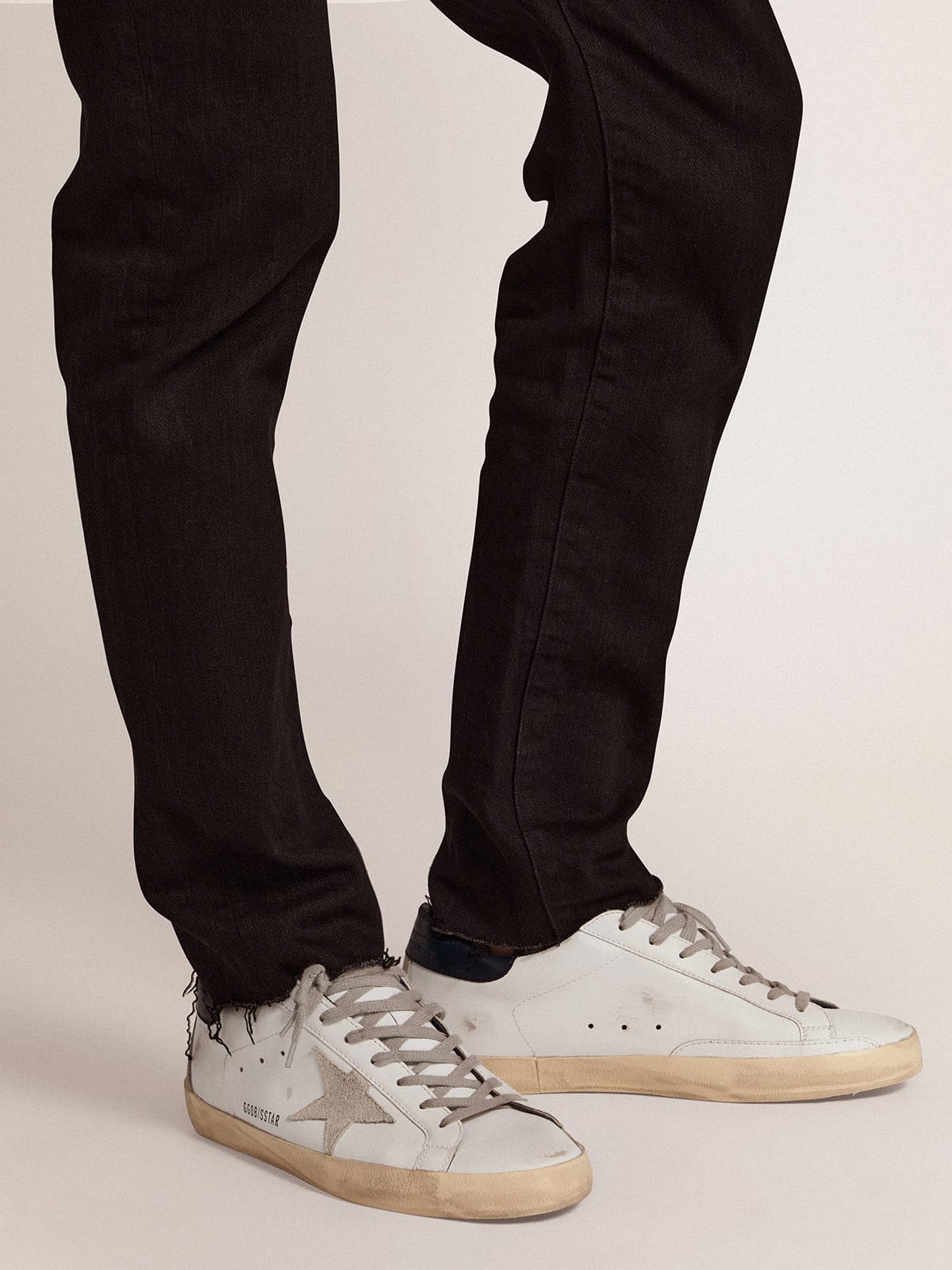 Superstar Leather Sneakers with Blue Tab heal