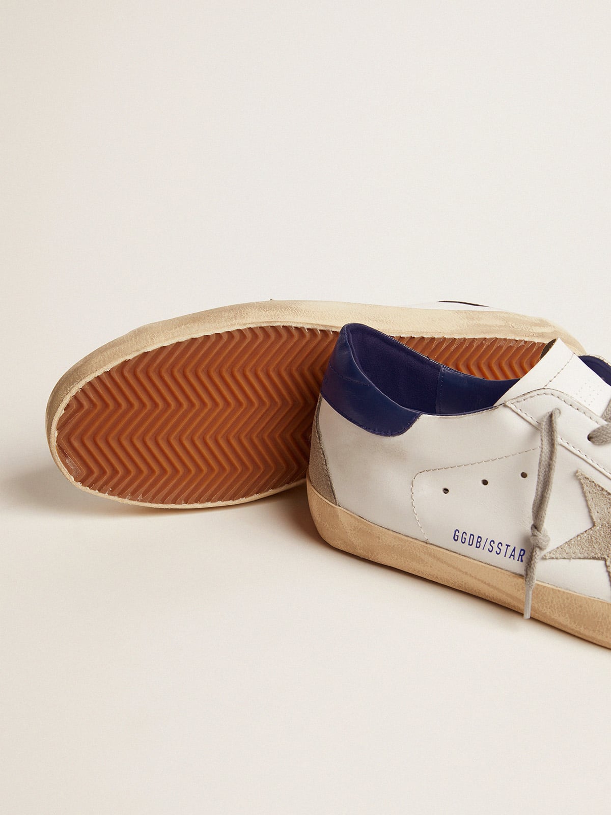 Superstar Leather Sneakers with Blue Tab heal