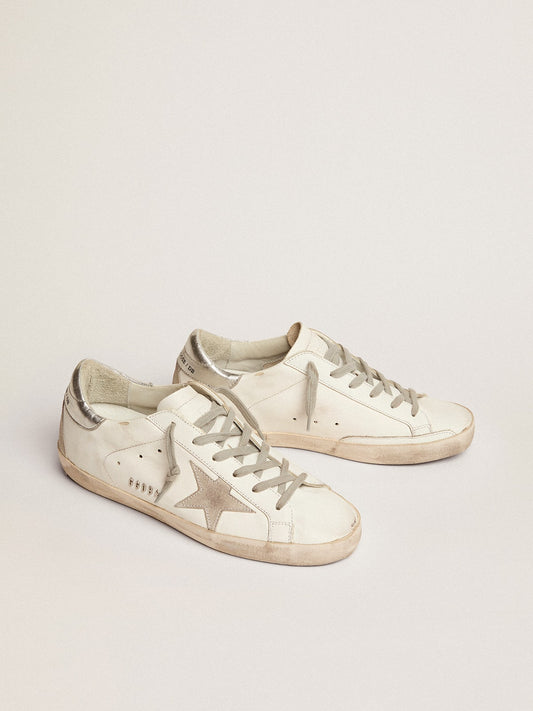Women's Super-Star with silver heel tab and metal stud lettering sneakers