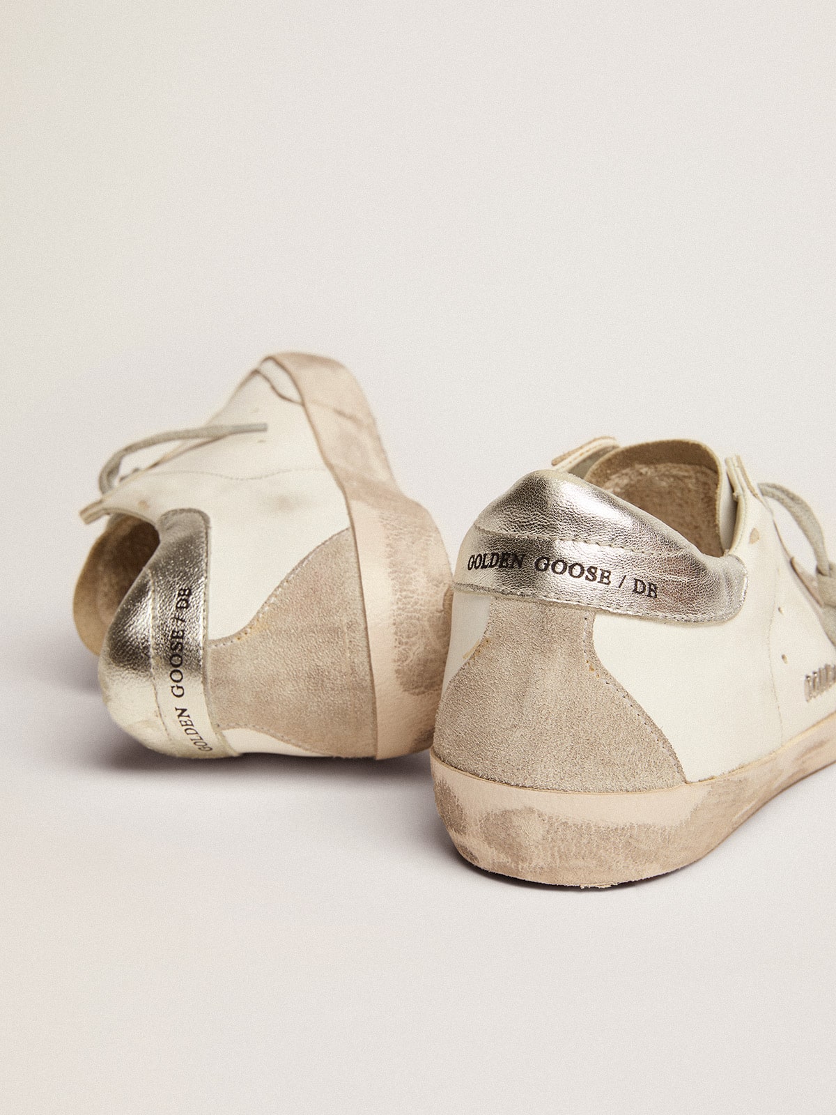 Women's Super-Star with silver heel tab and metal stud lettering sneakers