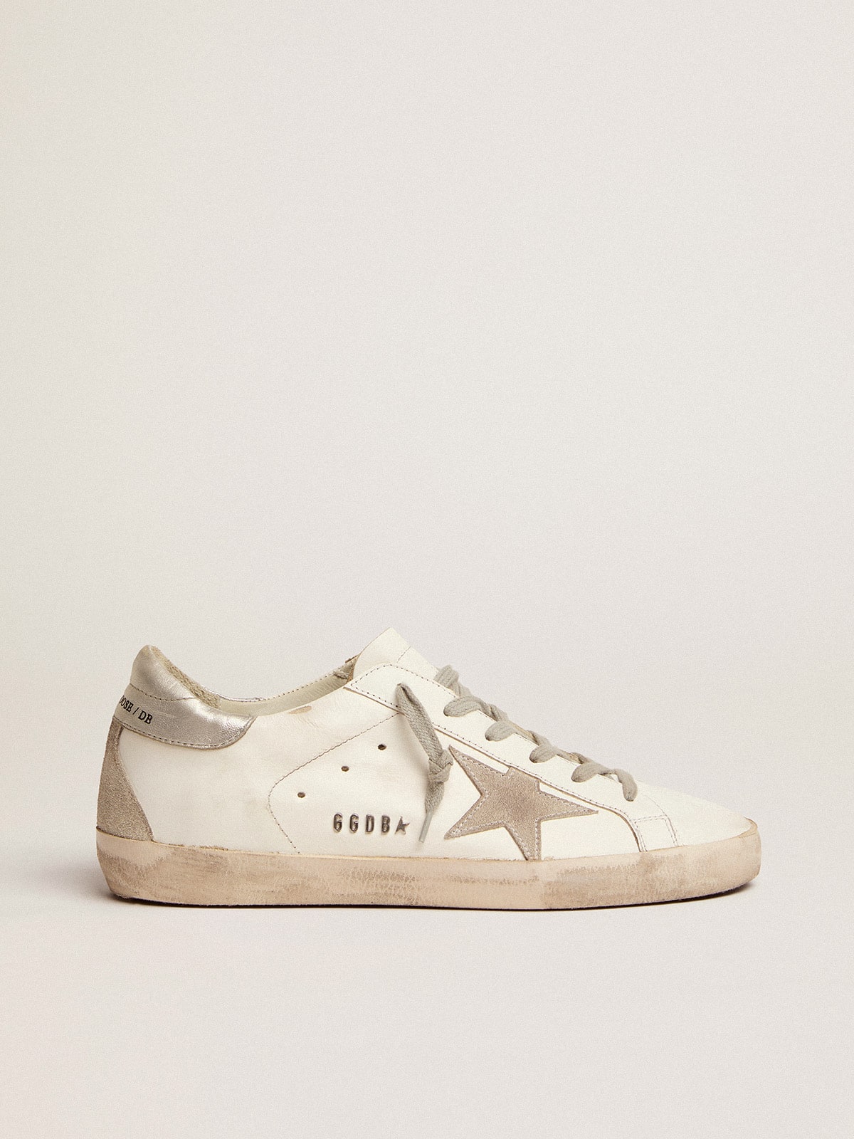 Women's Super-Star with silver heel tab and metal stud lettering sneakers