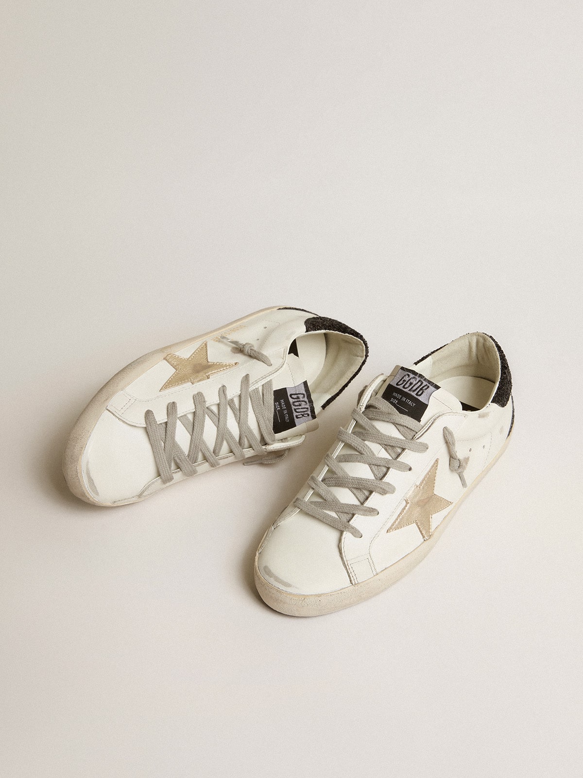 Superstar Sneakers With Gold Star And Glittery Black Heel Tab