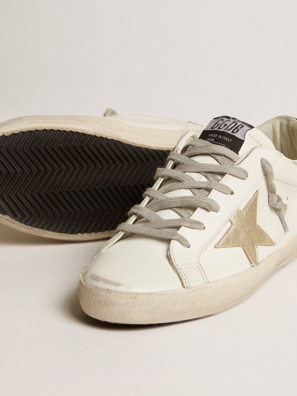 Superstar Sneakers With Gold Star And Glittery Black Heel Tab