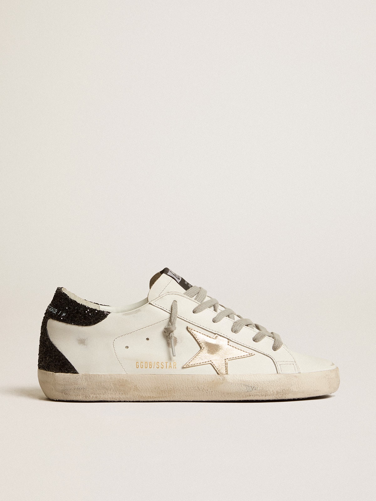 Superstar Sneakers With Gold Star And Glittery Black Heel Tab