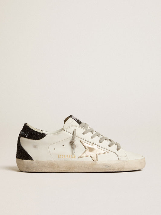 Superstar Sneakers With Gold Star And Glittery Black Heel Tab