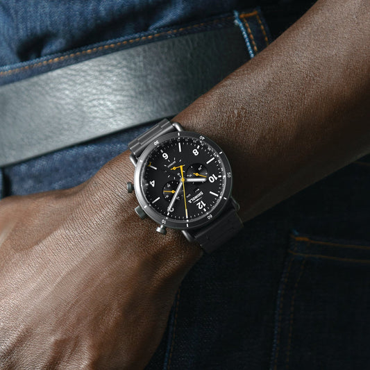 Mens' Canfield Sport Chronograph Gunmetal Stainless Steel Watch 45mm