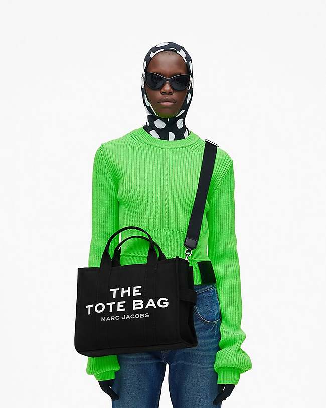 The Medium Canvas Tote (Black) with Two Interchangeable Straps