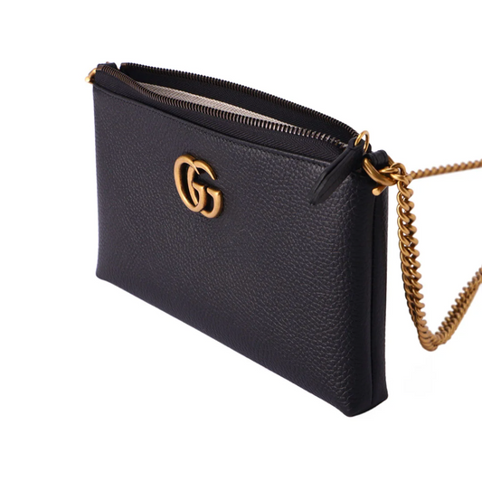 GG Marmont Leather Chain Clutch Bag