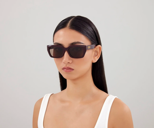 Unisex Shiny Solid Black Rectangular Sunglasses
