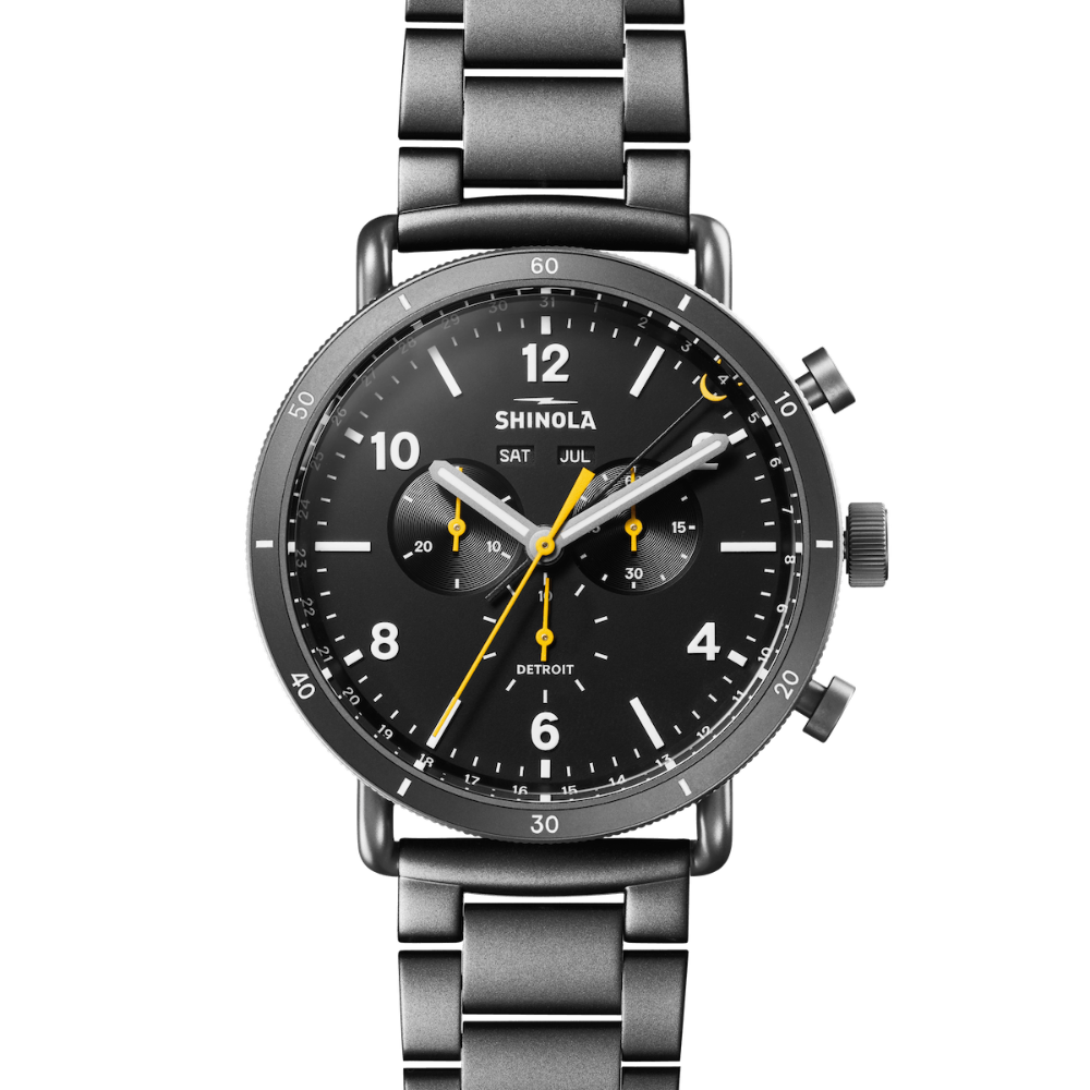 Mens' Canfield Sport Chronograph Gunmetal Stainless Steel Watch 45mm