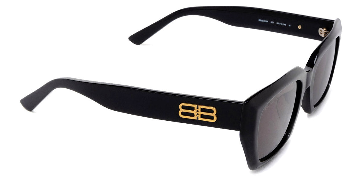 Unisex Shiny Solid Black Rectangular Sunglasses