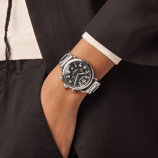 Unisex Runwell Chrono Silver-Tone Stainless Steel Watch 41mm