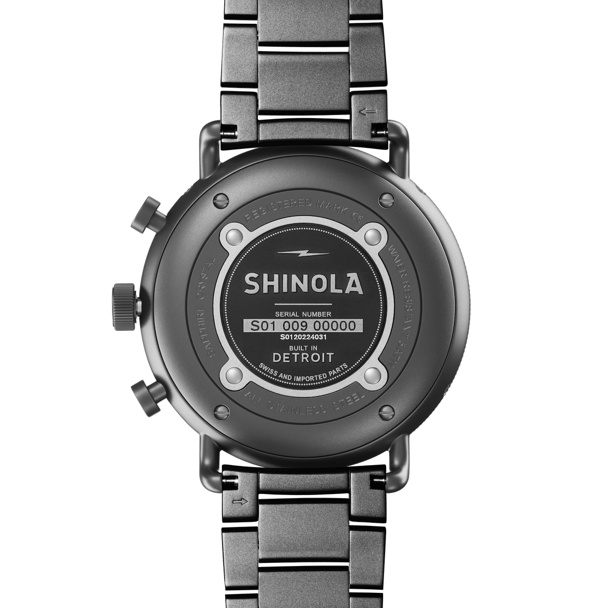 Mens' Canfield Sport Chronograph Gunmetal Stainless Steel Watch 45mm