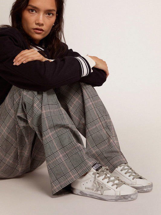 Women's Super-Star with silver sparkle foxing and metal stud lettering sneakers