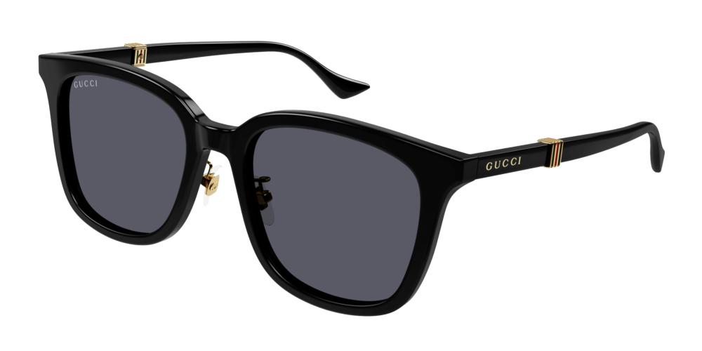 Men's Shiny Solid Black Rectangular Sunglasses