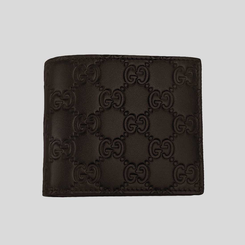 Men's Signature GG Leather Bifold Wallet (Dark Brown)