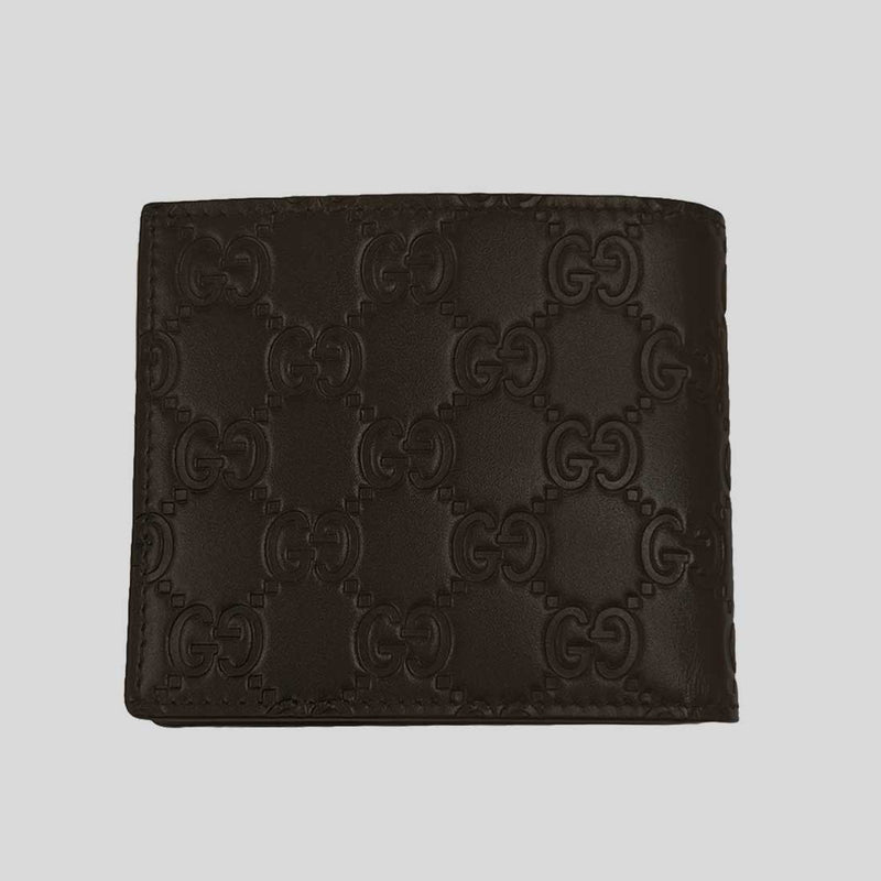 Men's Signature GG Leather Bifold Wallet (Dark Brown)