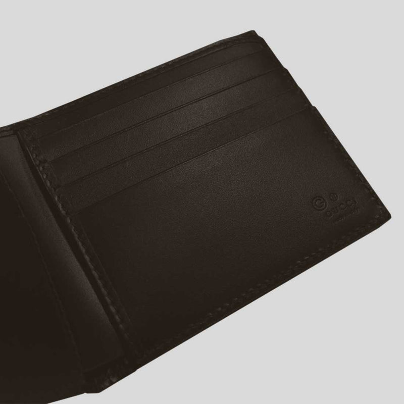 Men's Signature GG Leather Bifold Wallet (Dark Brown)