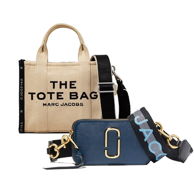 The Small Jacquard Tote (Sand) & Snapshot (Blue) Duet