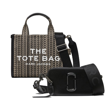 Small Monogram Jacquard Tote & Snapshot DTM (Black) Set