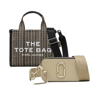 Small Monogram Jacquard Tote & Snapshot DTM (Khaki) Set