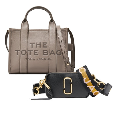 Small Leather Tote (Cement) & Snapshot (Black) Duo