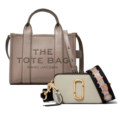 Small Leather Tote (Cement) & Snapshot (New Dust Multi) Duo