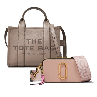 Small Leather Tote (Cement) & Snapshot (Rose Mutli) Duo