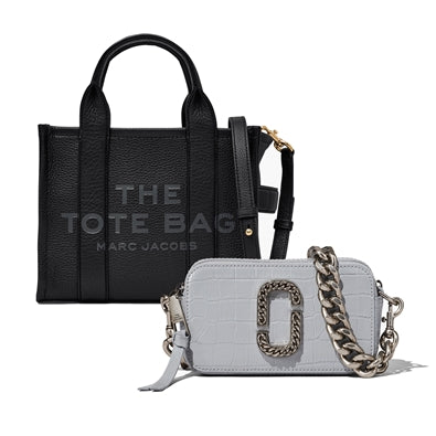 Small Leather Tote (Black) & Snapshot (Quarry) Duo