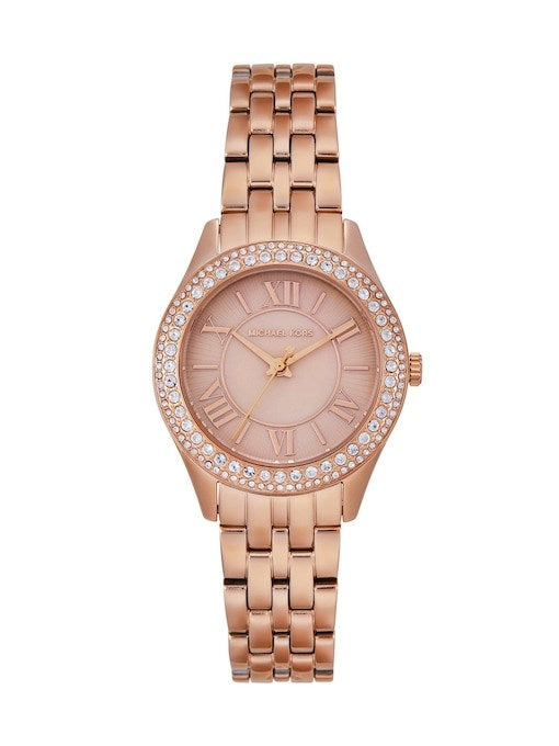 Harlowe Three Hand Rose Gold Tone Stainless Steel Watch