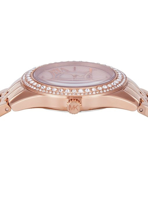 Harlowe Three Hand Rose Gold Tone Stainless Steel Watch