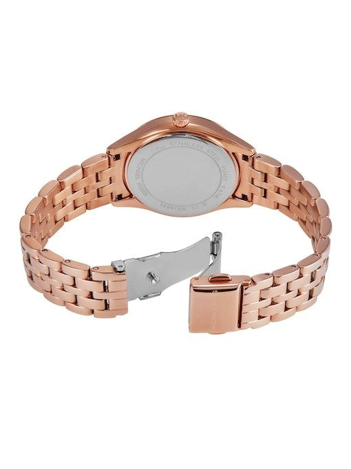 Harlowe Three Hand Rose Gold Tone Stainless Steel Watch